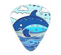 Juego de 12 púas para guitarra de natación de ballena pequeña, incluye 3 grosores de púas para guitarras acústicas, ukeleles y más.