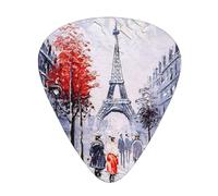 Juego de 12 púas para ukelele, bajo, guitarra eléctrica y acústica, ideal para guitarristas, árbol de la ciudad de París, arte de la torre Eiffel