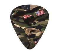 Juego de 12 púas para ukelele, bajo, guitarra eléctrica y acústica, ideal para guitarristas, banderas americanas de camuflaje