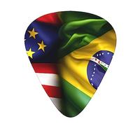 Juego de 12 púas para ukelele, bajo, guitarra eléctrica y acústica, ideal para guitarristas, banderas estadounidenses y brasileñas