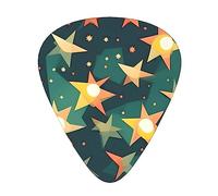 Juego de 12 púas para ukelele, bajo, guitarra eléctrica y acústica, ideal para guitarristas, estampado retro de estrellas atómicas