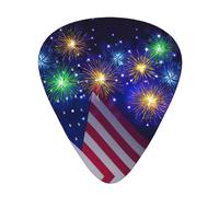 Juego de 12 púas para ukelele, bajo, guitarra eléctrica y acústica, ideal para guitarristas, fuegos artificiales, bandera estadounidense 4 de julio