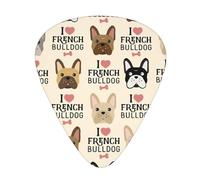 Juego de 12 púas para ukelele, bajo, guitarra eléctrica y acústica, ideal para guitarristas, I Love French Bulldog