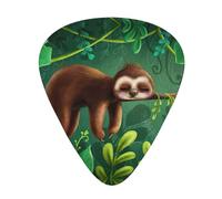 Juego de 12 púas para ukelele, bajo, guitarra eléctrica y acústica, ideal para guitarristas, lindo perezoso divertido que se relaja en el árbol de la selva