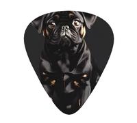 Juego de 12 púas para ukelele, bajo, guitarra eléctrica y acústica, ideal para guitarristas, lindo perro carlino negro, escala estándar, 2_00x