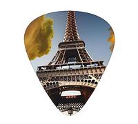 Juego de 12 púas para ukelele, bajo, guitarra eléctrica y acústica, ideal para guitarristas, paisaje urbano de la Torre Eiffel de París, Francia