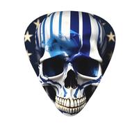 Juego de 12 púas para ukelele, bajo, guitarra eléctrica y acústica, ideal para guitarristas, rayas azules, estrellas y calavera