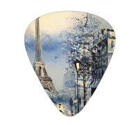 Juego de 12 púas para ukelele, bajo, guitarra eléctrica y acústica, ideal para guitarristas, romántica Torre Eiffel de París