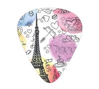 Juego de 12 púas para ukelele, bajo, guitarra eléctrica y acústica, ideal para guitarristas, Tour francés de París, Torre Eiffel