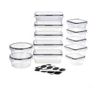 Juego de 12 recipientes de almacenamiento de alimentos con sello profesional para cocina, cubos redondos y cuadrados, aptos para microondas, lavavajillas, cajas de preparación de comidas de 350 ml a