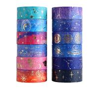 Juego de 12 rollos de cinta washi, cinta decorativa floral o cielo estrellado, calcomanías de bolsillo para bricolaje, manualidades, decoración de envoltura de regalos, decoración de fiestas, diario