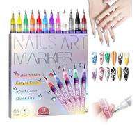 Juego de 12 rotuladores de arte de uñas, marcadores de arte de uñas, pintura de dibujo, 2025, rotuladores de uñas 3D, lápices de uñas de secado rápido, lápices de punta de graffiti de secado rápido