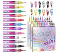 Juego de 12 rotuladores de uñas de colores, marcadores de uñas para diseño de bricolaje con punta fina, fórmula a base de agua de secado rápido para manicura y decoración del hogar (paquete de 3) r