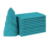 Juego de 12 servilletas de tela de algodσn para ropa de cama, 18 x 18, color verde azulado, con dobladillo decorativo y esquinas en inglete, serv