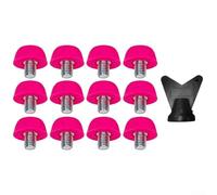 Juego de 12 tacos de fútbol de repuesto con herramienta para botas de hilo M5 de metal y nailon para campos de césped suave, entrenamiento al aire libre para sesiones de varios colores (rosa)