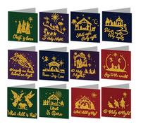 Juego de 12 tarjetas de arte con diamantes 5D para bricolaje con sobres y herramientas, conjunto de tarjetas de felicitación con temática de flores cristalinas, tarjetas de cumpleaños