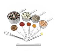 Juego de 12 Tazas y Cucharas Medidoras de Acero Inoxidable para Repostería, Cocina y Hornear(Cups And Spoons)