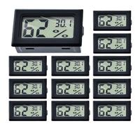 Juego de 12 termómetros de interior digitales: WIYETY Mini LCD digital para interiores, termohigrómetro, medidor de temperatura, medidor de humedad para casa, oficina, dormitorio