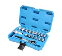 Juego de 12 tomas antideslizantes con trinquete bidireccional y cubierta de paso para acceso a pernos largos en espacios reducidos, juego de enchufes resistentes de 8 mm a 24 mm, función de trinquete