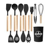 Juego de 12 utensilios cocina silicona, espátula antirayaduras, cuchara y volteador, kit completo for principiantes(K)