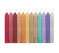Juego de 12 varillas de cera para sellar con mechas para sellos de letras, invitaciones de boda, embalaje de decoración (color)