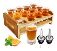 Juego de 12 vasos de chupito para servir de 30 ml, base gruesa con soporte organizador para tequila, fiesta, club, bar, hogar, restaurante, cocina, cristalería, regalo de degustación de bebidas