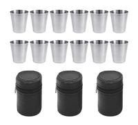 Juego de 12 Vasos Portátiles de Acero Inoxidable para Senderismo y Vino - Incluye Bolsa de Almacenamiento de 3 Piezas