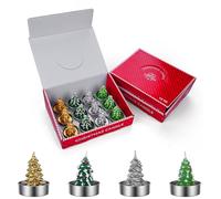 Juego de 12 Velas de Árbol de Navidad de MMOBIEL - Velas Decorativas Sin Perfume de Cera de Parafina con Oro, Plata, Verde - Decoración Interior - Regalo para Navidad