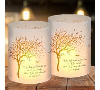 Juego de 12 velas de luto con texto en alemán "Du bist nicht mehr da wo Du warst, aber Du bist überall Trauerkerze personalisiert, Erinnerlicht Grablicht Geschenk für Trauernde Teelichter Kerzen