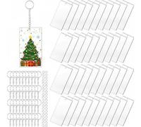 Juego de 120 llaves de canción, incluye llavero de acrílico transparente, discos rectangulares transparentes precortados con llaveros de metal para llavero personalizado y etiqueta (3 x 7 cm)