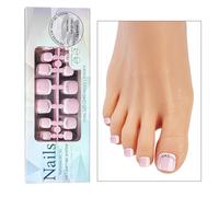 Juego de 120 uñas postizas fáciles de aplicar para mejorar las uñas de los pies con un aspecto elegante de pedicura francesa