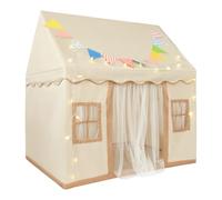 Juego de 120 x 100 x 130 cm, color caqui con alfombra guirnalda LED 3 m, cabaña emergente infantil plegable para niña niño de 1 a 6 años, tienda interior exterior mosquitera regalo