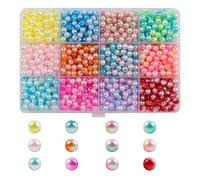 Juego de 1200 perlas de imitación coloridas de 6 mm con agujeros para manualidades, joyería, pulseras, collares, aretes, manualidades