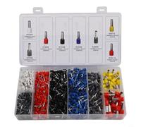 Juego de 1200 terminales de cable aislantes de acero y PVC para electricistas, varios tamaños para coche, casa y armarios eléctricos, código de colores