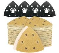 Juego de 124 papel de lija multiherramienta de 93 mm, compatible con la mayoría de lijadoras Delta Bosch y Dewalt con diferentes granos para áreas estrechas, lijado de madera, metal, pintura y pulido