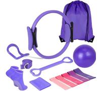 Juego de 13 anillos de pilates, accesorios de entrenamiento para mujer, pelota de pilates, cinturón de estiramiento, círculo mágico, anillo de yoga, gimnasio, mochila, banda de resistencia (púrpura)