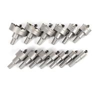 Juego de 13 sierras perforadoras de acero inoxidable, metal duro para metal, madera, acero, 16-53 mm, juego de sierras perforadoras, acero A3 y acero rápido 4241, diseño de tres hojas, para taladros