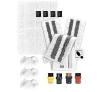 Juego de 14 accesorios para limpiador de vapor Karcher SC2 SC3 SC4 SC5 Easyfix 4 paños de suelo, 3 paños de lija, 3 paños para boquillas de mano, 4 cepillos redondos - Juego completo para la limpieza