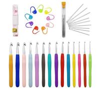 Juego de 14 agujas de ganchillo de tamaño completo, 44 piezas para principiantes con accesorios de ganchillo, agujas de ganchillo ergonómicas de goma suave (2,0 mm a 10,0 mm)