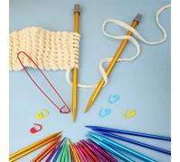 Juego de 14 agujas de tejer de acero inoxidable, punta de ganchillo, para principiantes, hechas a mano (2-10 mm), 35 cm