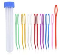 Juego de 14 agujas de tejer de punta curva, agujas de tapiz para hilo, ojal grande, agujas romas, hilo de coser a mano, juego de agujas de coser con agujas de plástico para tejer ganchillo