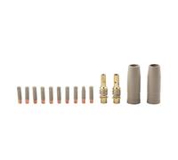 Juego de 14 boquillas de soldadura MIG sin aire de 0,8 mm para antorcha 15AK - Puntas de cobre sin revestimiento, soportes de aluminio resistentes al calor, resistentes a la escoria