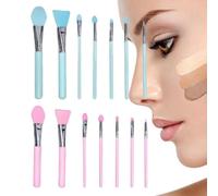 Juego de 14 brochas de maquillaje de silicona, aplicador de labios, kit de brochas de sombra de ojos de 5.5 x 1 pulgada, maquillaje en crema, resina epoxi ideal, manualidades, perfecto profesional y