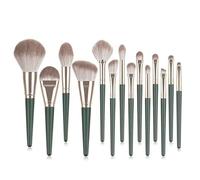 Juego de 14 brochas de maquillaje Green Cloud, brocha for rubor, brocha for sombra de ojos, herramientas de belleza portátiles
