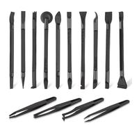 Juego de 14 espátulas de plástico para limpieza de grietas para detalles de coche, herramienta raspadora negra, antiarañazos, pequeño cuchillo de masilla, pinzas antiestáticas para espacios reducidos