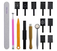 Juego de 14 herramientas de arte de uñas magnéticas DIY Magic 3D Magnetic Stick Stick Uso con polvo de gel de ojo de gato o esmalte de uñas - Lápiz magnético de ojo de gato, con 1 tira de fregar