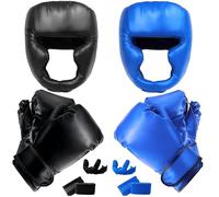 Juego de 14 piezas de equipo de boxeo para principiantes, incluye 2 pares de guantes de boxeo de 6 onzas, casco para la cabeza, vendas de mano, protectores bucales, regalos para jóvenes principiantes