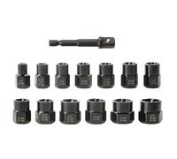 Juego de 14 piezas de herramientas extractoras de pernos y tuercas de acero con caja de almacenamiento sólida, extractor dañado, enchufe extractor profesional
