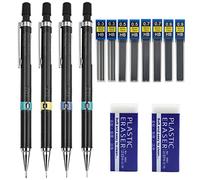 Juego de 14 portaminas, 0,3/0,5/0,7/0,9, lápices mecánicos para niños, lápices de minas de metal, lápices automáticos con 8 minas de lápiz HB 2 gomas de borrar para escribir dibujo