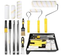 Juego de 14 rodillos de pintura, juego de 14 accesorios, rodillo de pintura para pared con 5 rodillos, rodillo de pintura con barra telescópica de 32 - 165 cm, bandeja de pintura, lámina protectora